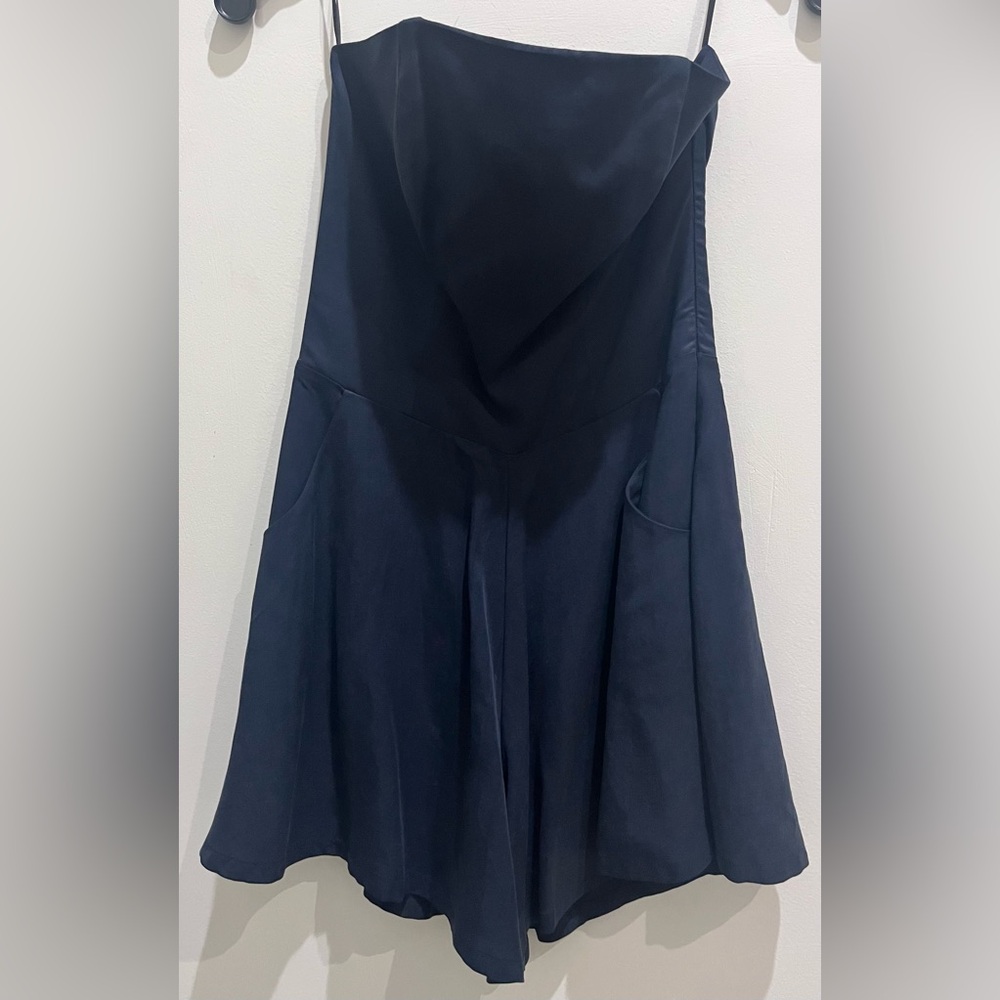 Jagger Elegant Navy Blue Strapless Shorts Romper